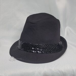 Black Sequin Band Fedora Hat